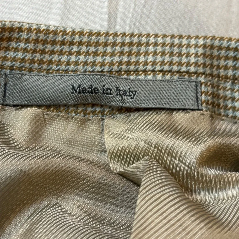 Ermenegildo Zegna 15 Milmil Blazer men's 44 Tan Blue Houndstooth Sport Coat wool